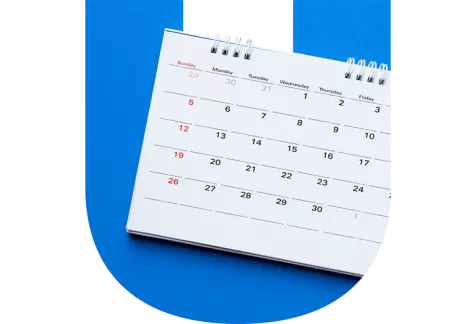 Calendar over a blue U